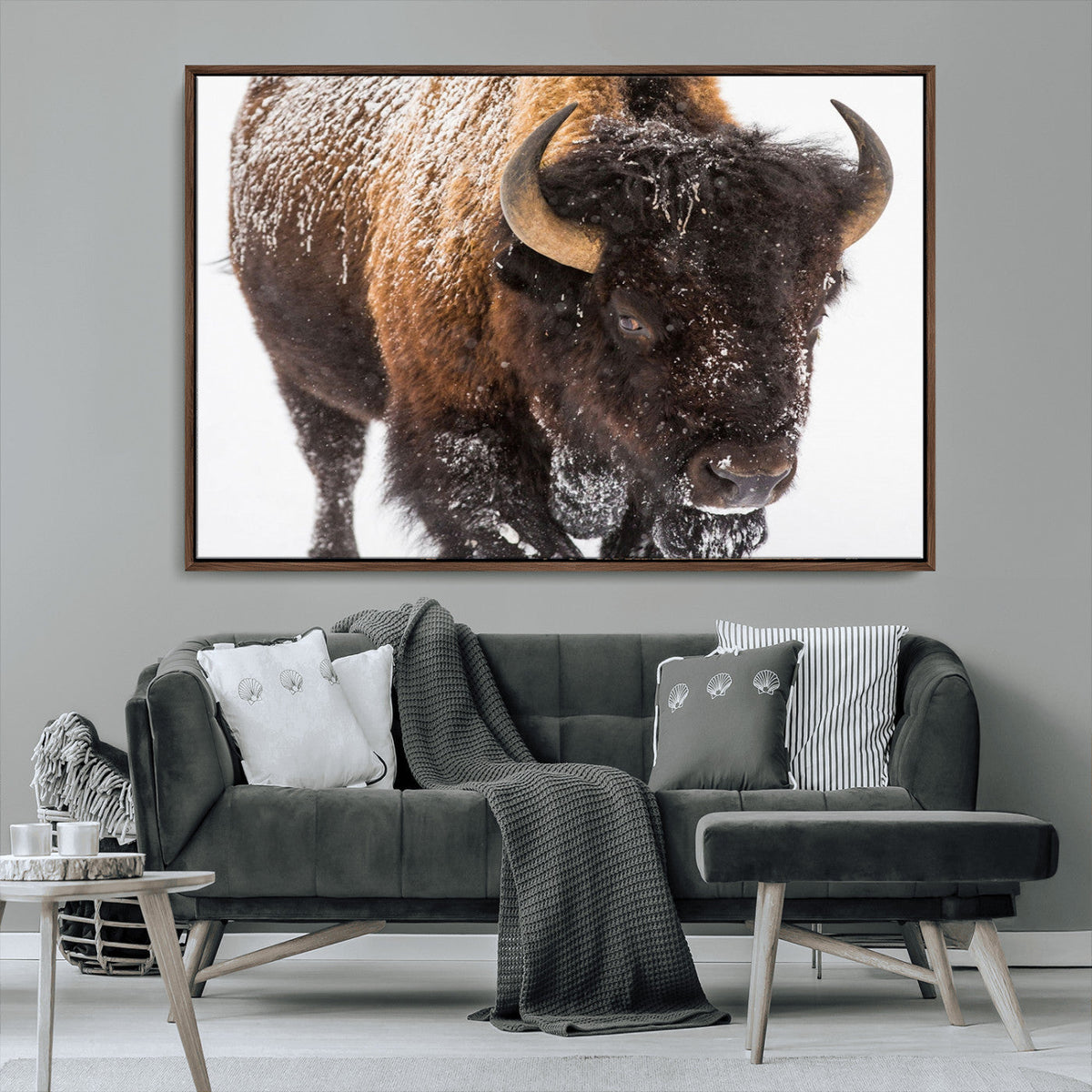Bison Wall Art Canvas Print For Farmhouse, Wild Animal Wall