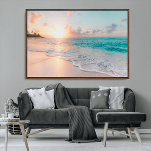 Beach Wall Art - Stunning Ocean Sunset Canvas Print with