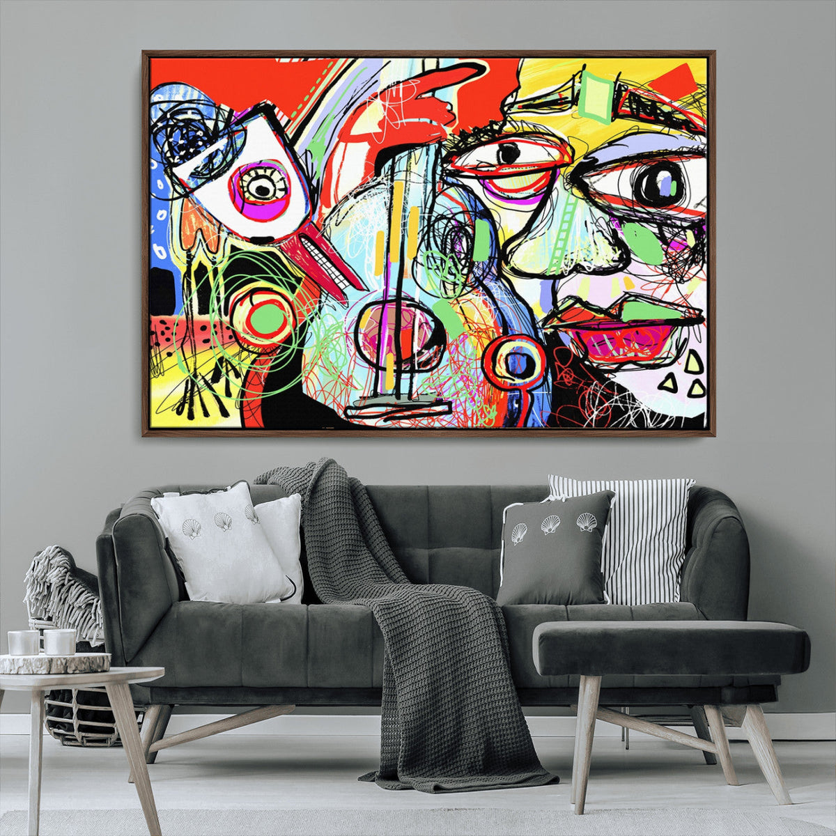 Picasso Style Art Abstract Canvas Wall Art Print , Colorful