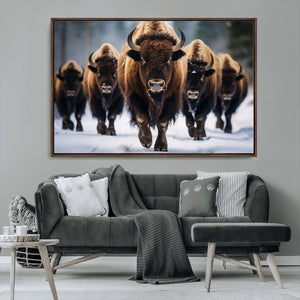 Buffalo Wall Art Canvas Print, American Bison Herd Wall Art