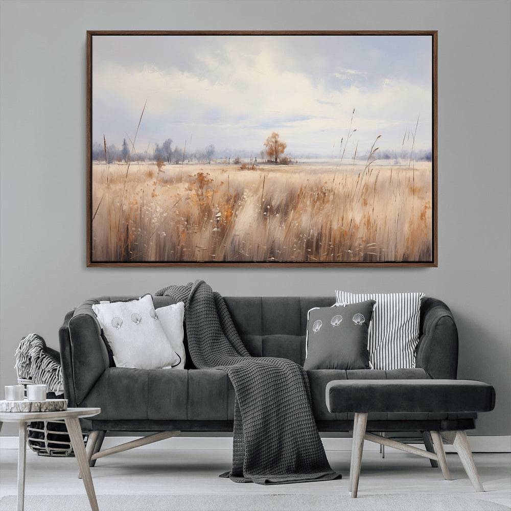 Golden Fields Wall Art Print Canvas – Serene Landscape of