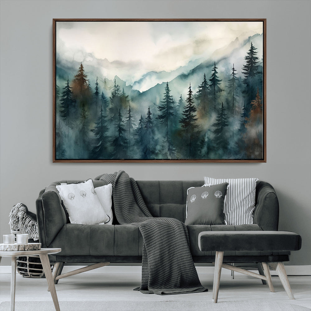 Serenity Forest Wall Art Canvas | Foggy Mountain Landscape