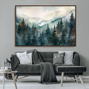 Serenity Forest Wall Art Canvas | Foggy Mountain Landscape