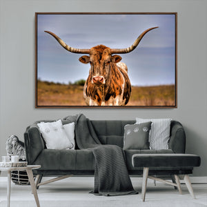 Texas Longhorn Wall Art Print, Framed Longhorn Cow Wall Art