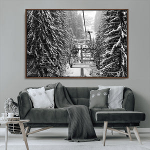 Winter Ski Lift Black and White Canvas Wall Art – Alpine