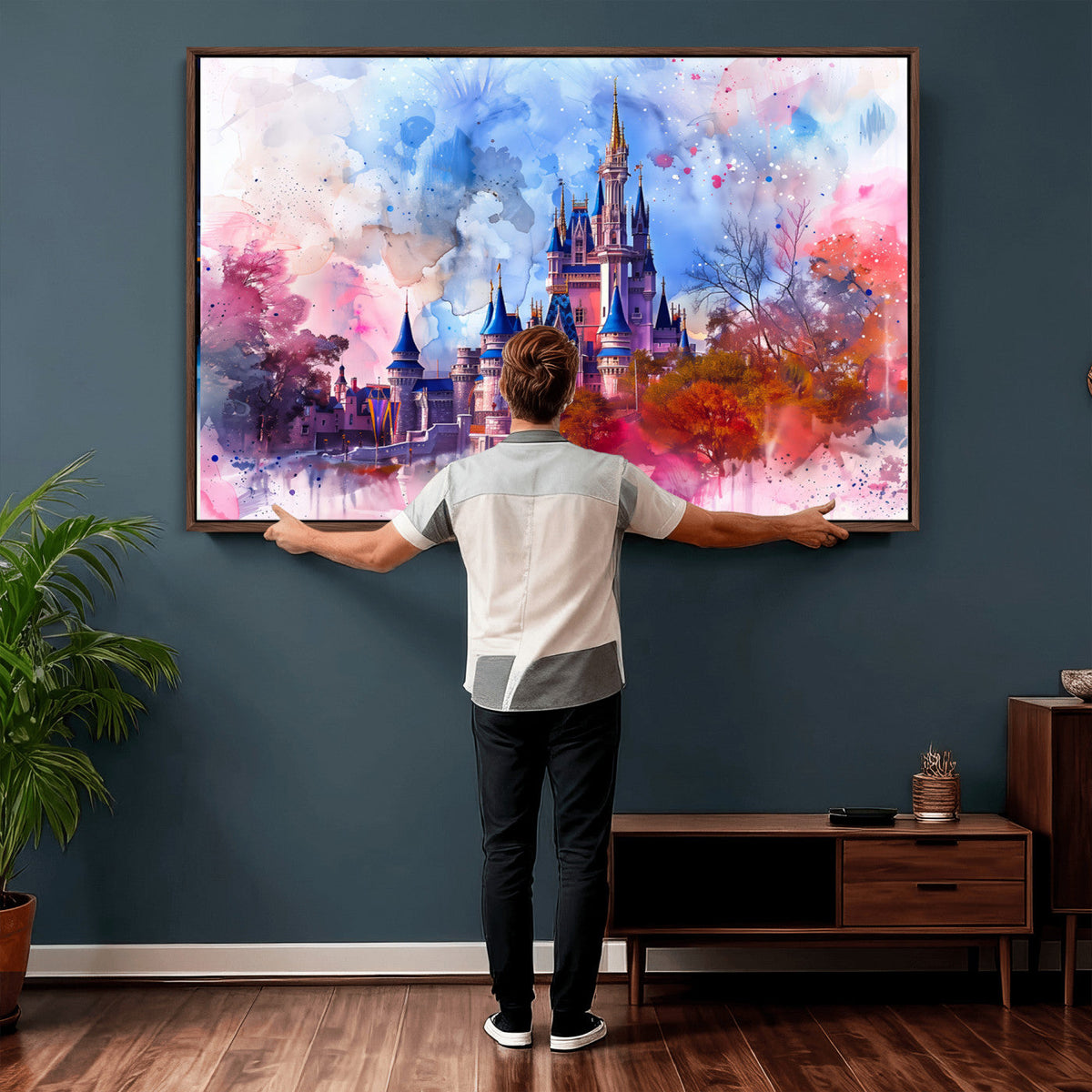 Disney Wall Art: Dreamy Watercolor Cinderella Castle Canvas