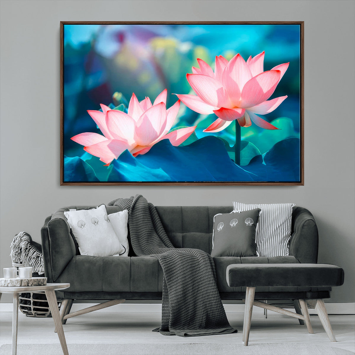 Pink Lotus Flower Canvas Wall Art | Vibrant Floral Wall