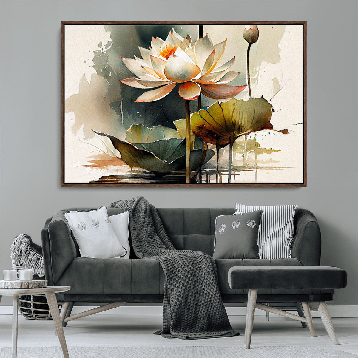 Lotus Flower Watercolor Canvas Print – A Symbol of Serenity