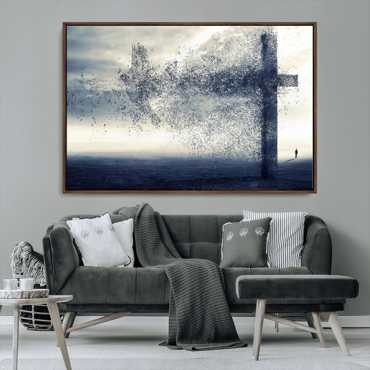 Jesus and the Fading Cross Wall Art Print – Symbol of Faith,