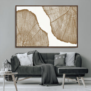 Rustic Brown Tree Ring Wall Art Canvas Print – Framed and