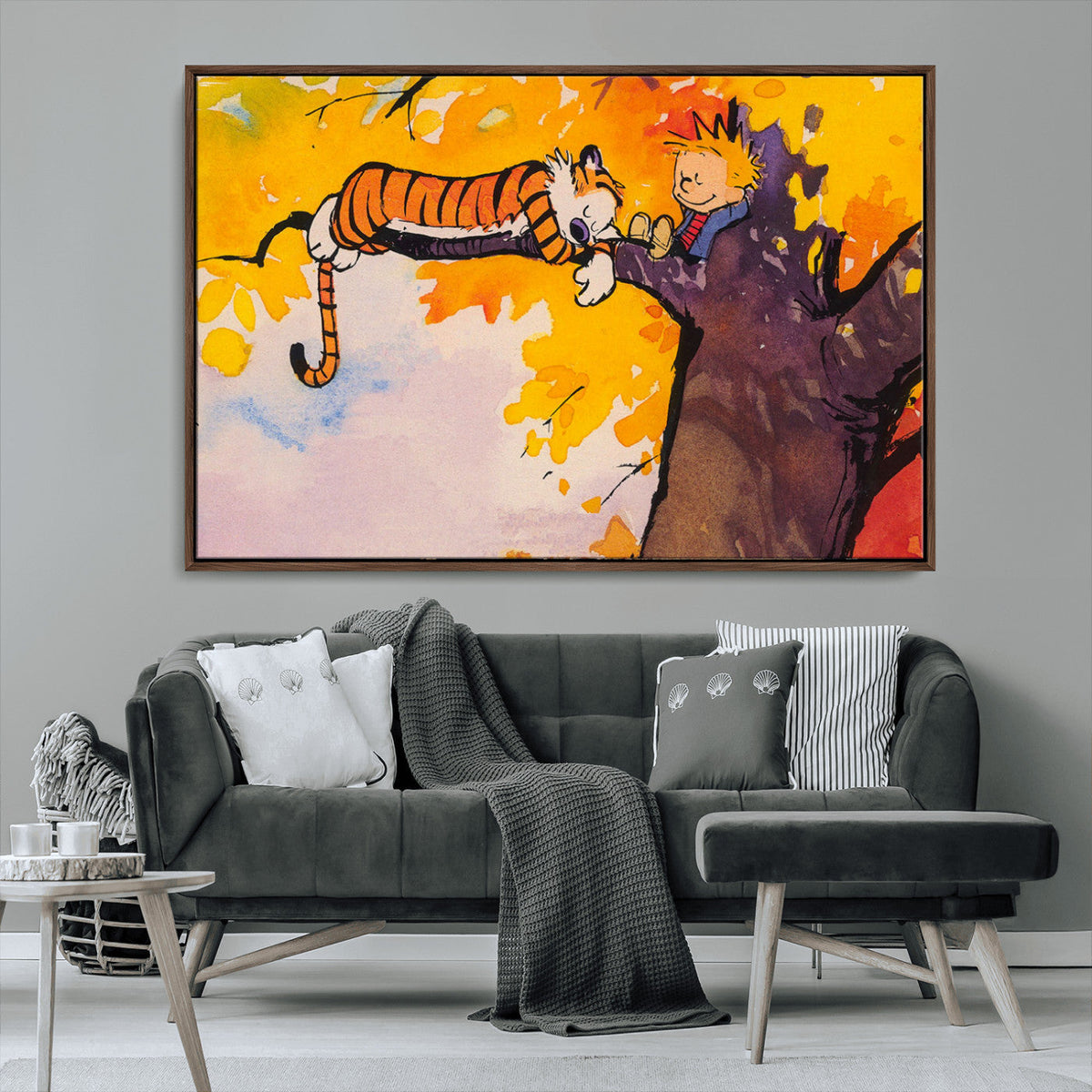 Calvin and Hobbes Tree Scene Canvas Print | 3 Panel Large