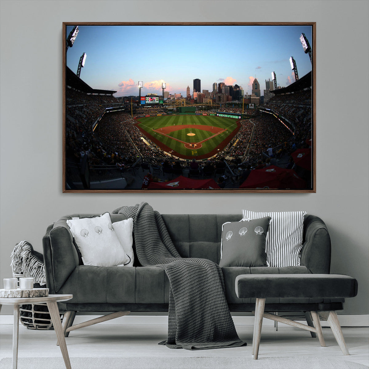 PNC Park Evening Game Triple Canvas Wall Art - Pittsburgh
