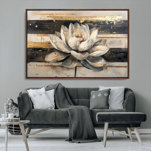 Lotus Flower Wall Art – Framed Abstract Floral Canvas