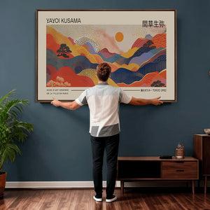 Yayoi Kusama Landscape Canvas Print, Vibrant Floral Mountain