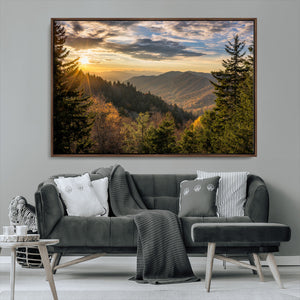 Sunrise Over the Smoky Mountains Canvas Wall Art –