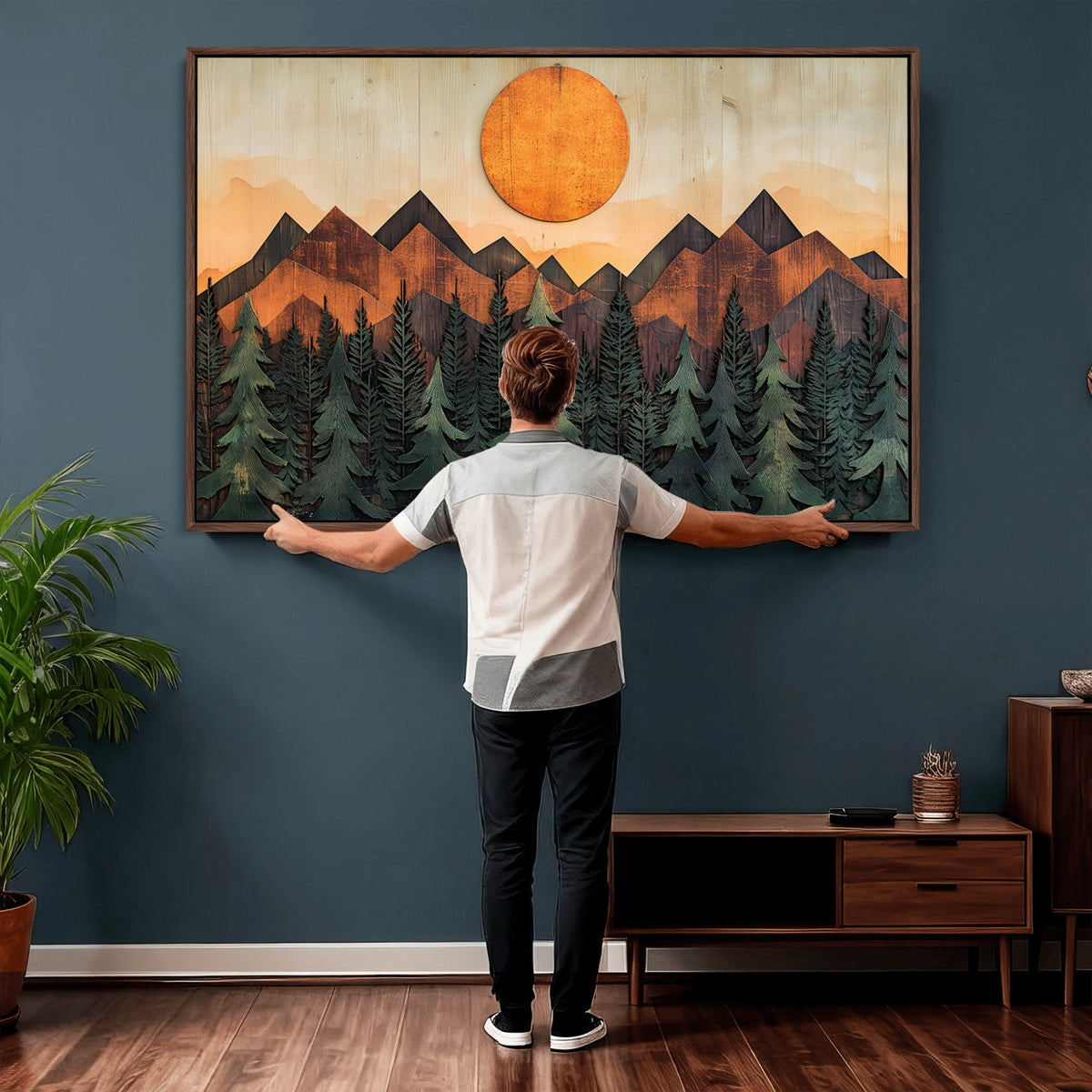 Sunset Mountain Landscape Canvas Wall Art Print - Nature