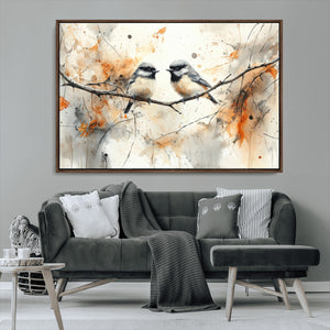 Abstract Watercolor Chickadee Bird Canvas Wall Art Print -