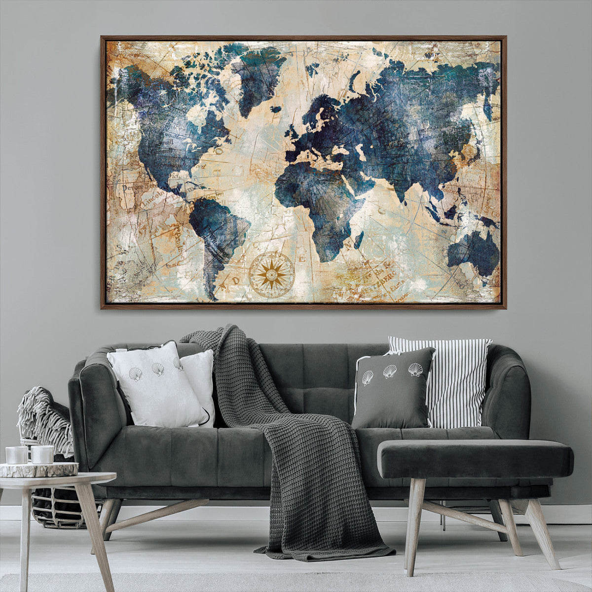 World Map Canvas Print – Framed Wall Art for Couples,