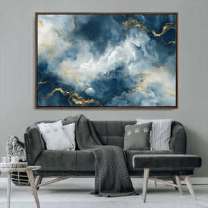 Large Abstract Print - Luxe Blue and Gold Abstract Canvas
