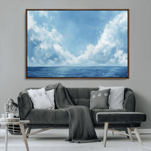 Abstract Ocean Print Artwork- Serene Blue Ocean Canvas Wall
