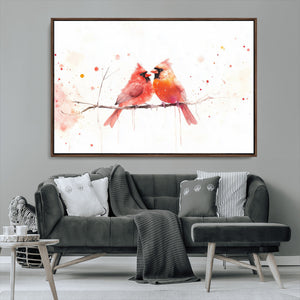 Cardinal Bird Canvas Wall Art - Male and Female Cardinal