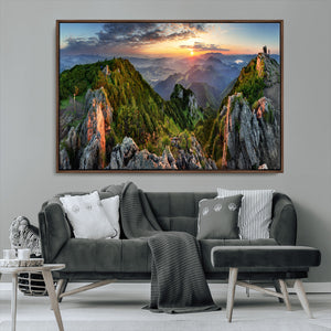 Mountain Sunset Panoramic Wall Art Canvas Print – Framed