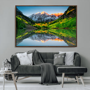 Maroon Bells Lake Wall Art Canvas Print – Framed Majestic