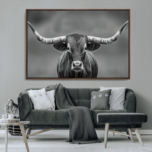 Texas Longhorn Wall Art Canvas Print – Framed Western Bull