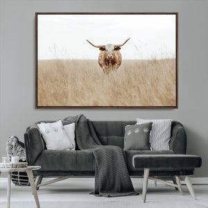 Texas Longhorn Wall Art Canvas Print – Framed Lone Cattle