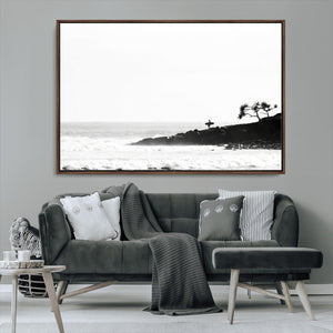 Surfer Cliffs Wall Art Canvas Print – Framed Black White