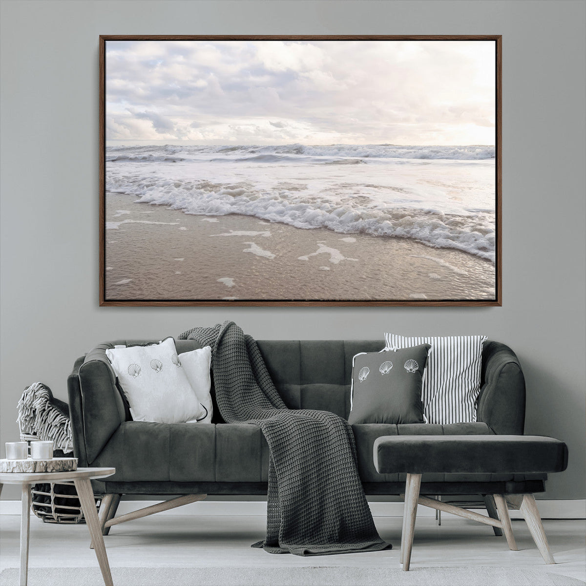 Ocean Waves Wall Art Canvas Print – Framed Coastal Shoreline
