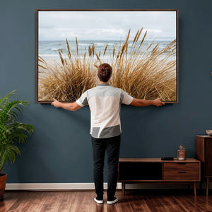 Beach Grass Wall Art Canvas Print – Framed Coastal Dunes Art