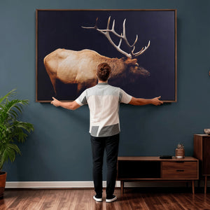 Rustic Elk Wall Art Canvas Print – Framed Moody Wildlife Art