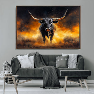 Longhorn Canvas Wall Art Canvas Print – Framed Bold Bull