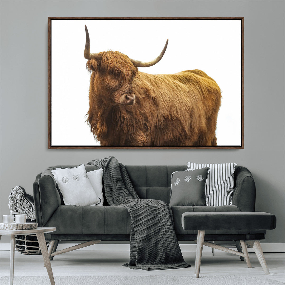 Highland Cow Wall Art Canvas Print – Framed Farmhouse Rustic