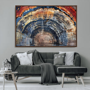 Tree Rings Wall Art Canvas Print – Framed Wood Art Picture