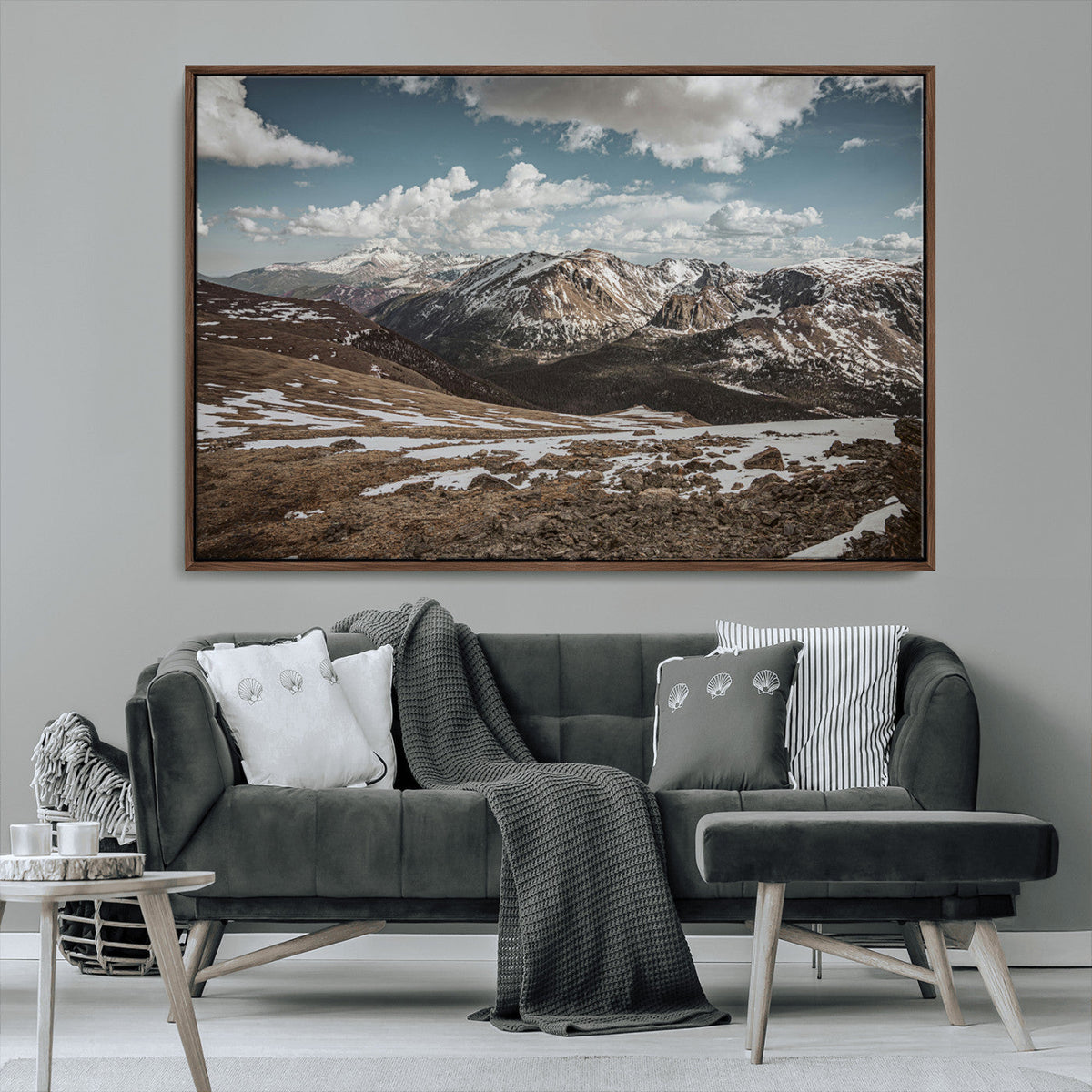 Mountain Landscape Wall Art Canvas Print – Framed Snowy