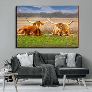 Texas Longhorn Pair Wall Art Canvas Print – Peaceful Rustic