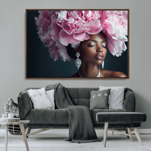 Black Beauty Petal Crown Wall Art Canvas Print – Floral