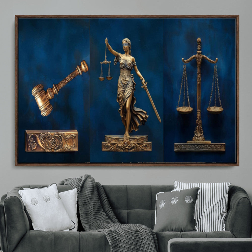Lady Justice Wall Art Canvas Print – Elegant Gold Legal