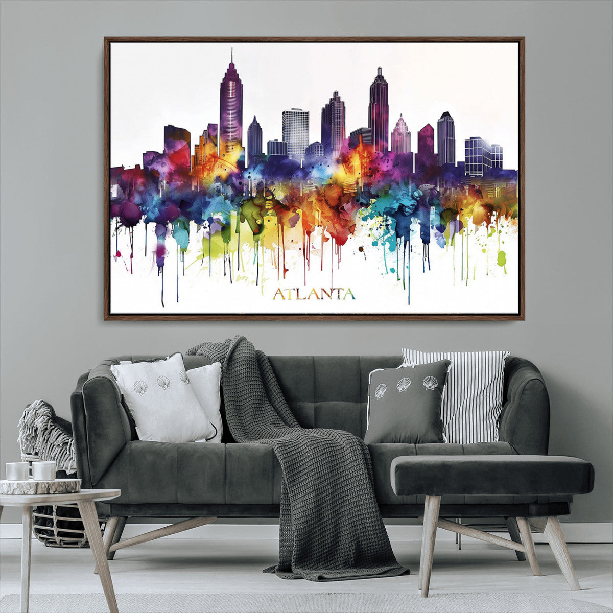 Atlanta Skyline Wall Art Canvas Print – Framed Colorful