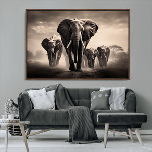 Elephant Family Wall Art Canvas Print, Framed Elephant Wall