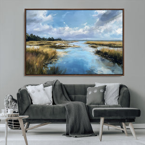 Marshland Wall Art Canvas Print – Serene Water Reflection