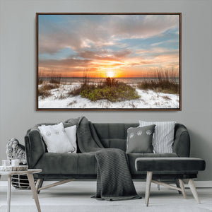 Sunset Beach Wall Art Print – Coastal Canvas Ocean Landscape