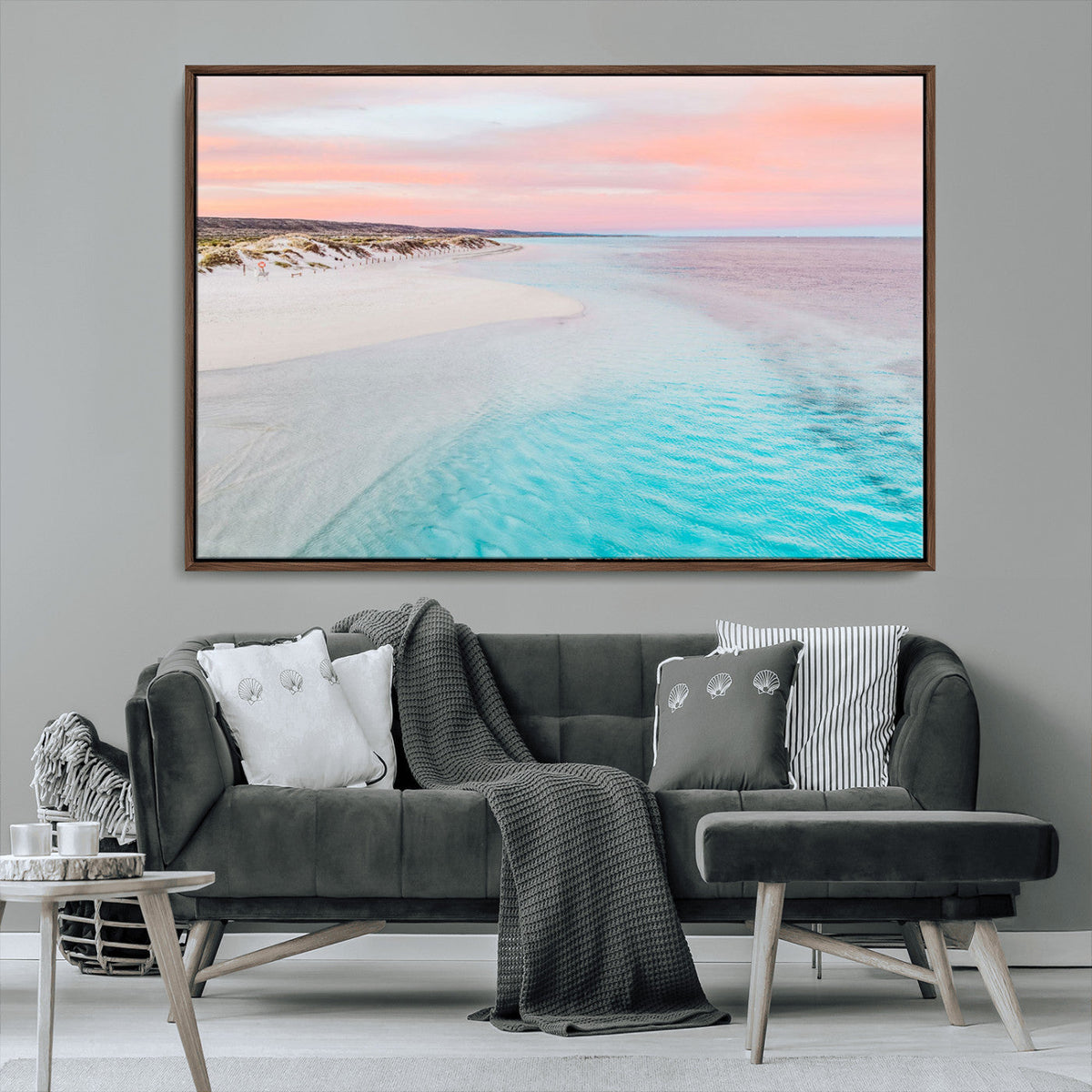 Serene Pastel Beach Wall Art Canvas Print, Tranquil Coastal