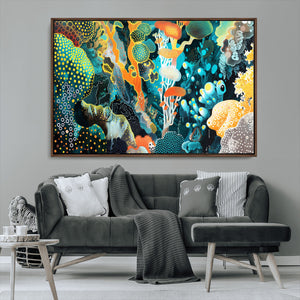 Vivid Underwater Coral Reef Wall Art Canvas Print,