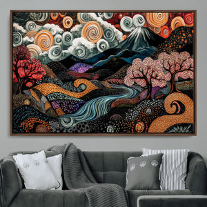 Whimsical Abstract Landscape Wall Art Canvas Print, Colorful