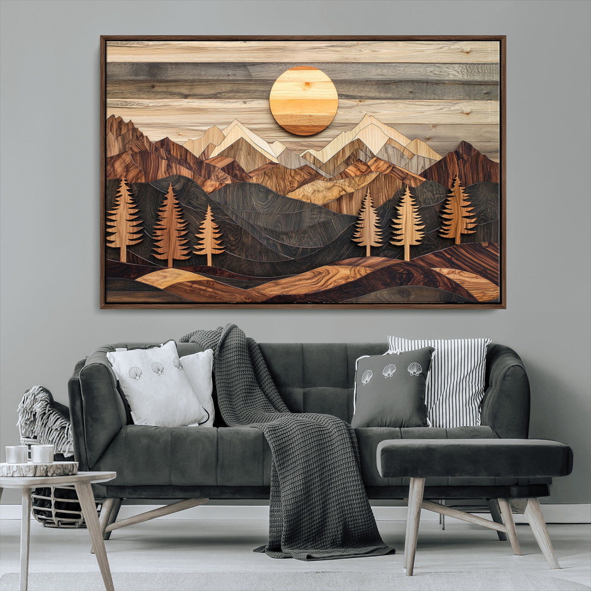 Wood Mountain Wall Art Canvas Print – Layered Forest and