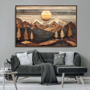 Wood Mountain Wall Art Canvas Print – Layered Forest and