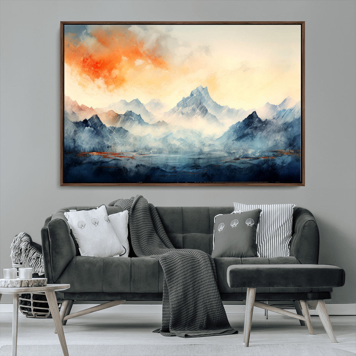 Warm Clouds Abstract Mountain Wall Art Canvas Print